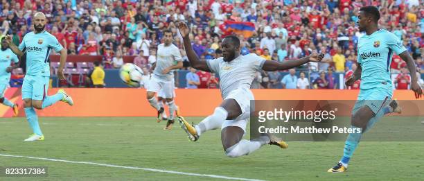 Romelu Lukaku of Manchester United has a shot on goal during the International Champions Cup 2017 pre-season friendly match between Manchester United...