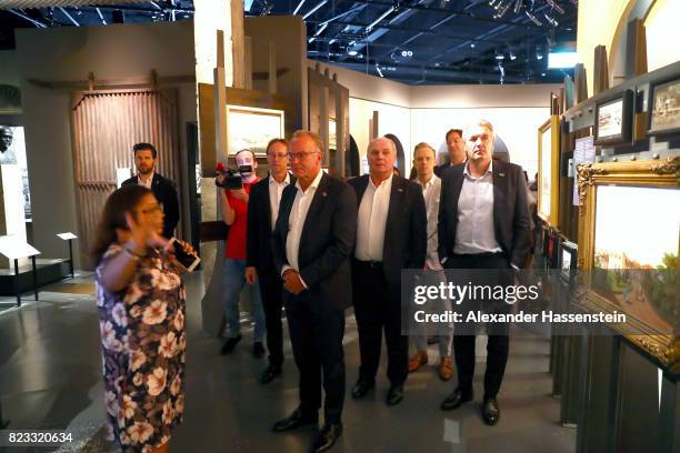 Karl-Heinz Rummenigge , CEO of Bayern Muenchen visits with Steffen Koch , Acting head of Mission German Embassy Singapore and Uli Hoeness , President...