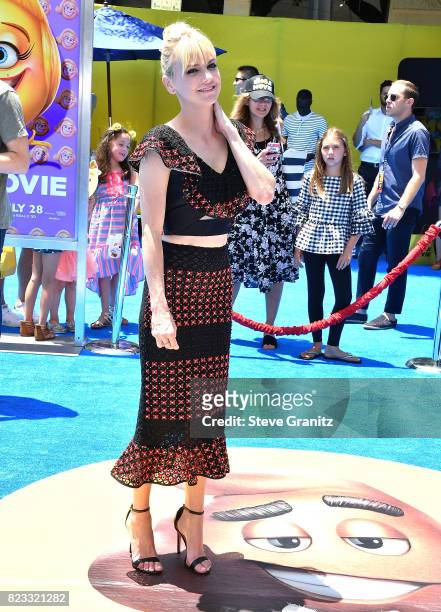 Anna Faris arrives at the Premiere Of Columbia Pictures And Sony Pictures Animation's "The Emoji Movie" at Regency Village Theatre on July 23, 2017...