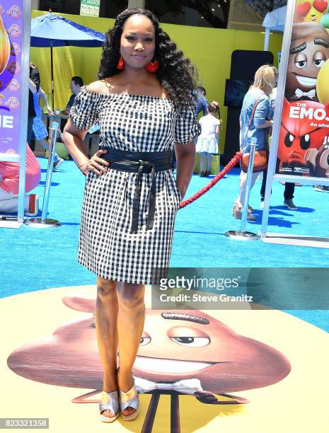 Garcelle Veauvais arrives at the Premiere Of Columbia Pictures And Sony Pictures Animation's "The Emoji Movie" at Regency Village Theatre on July 23,...