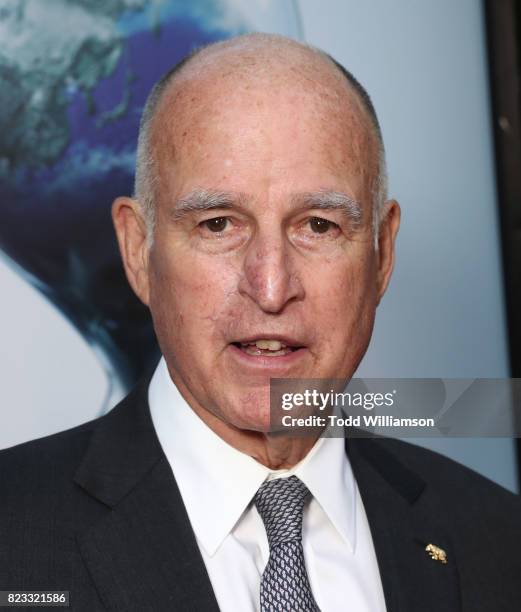 California Governor Jerry Brown attends a screening of Paramount Pictures' "An Inconvenient Sequel: Truth To Power"at ArcLight Hollywood on July 25,...