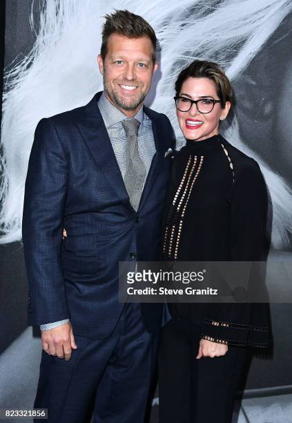 David Leitch, Kelly McCormick arrives at the Premiere Of Focus Features' "Atomic Blonde" at The Theatre at Ace Hotel on July 24, 2017 in Los Angeles,...