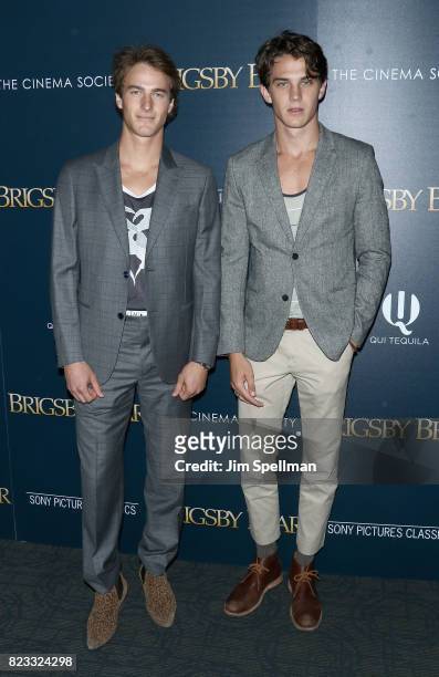 Models Hans Wiener and Tommy Hackett attend the screening of "Brigsby Bear" hosted by Sony Pictures Classics and The Cinema Society at Landmark...