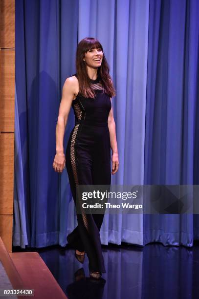 Jessica Biel Visits "The Tonight Show Starring Jimmy Fallon" at Rockefeller Center on July 25, 2017 in New York City.