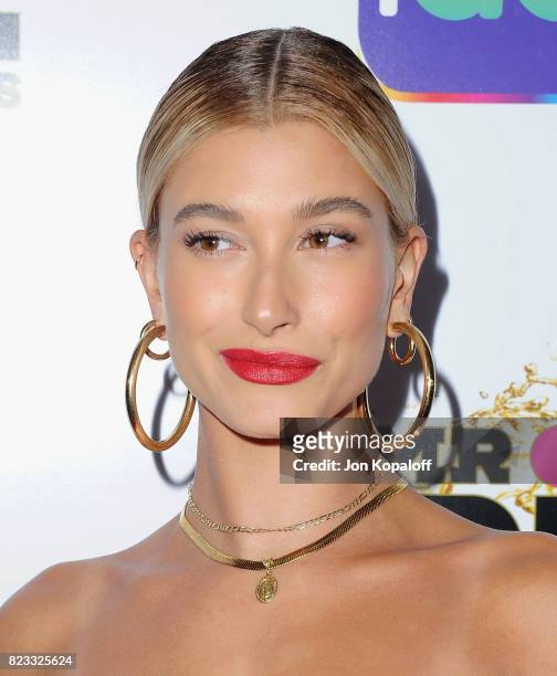 Model Hailey Baldwin arrives at iGo.live Launch Event at the Beverly Wilshire Four Seasons Hotel on July 26, 2017 in Beverly Hills, California.