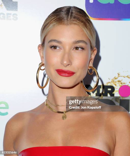 Model Hailey Baldwin arrives at iGo.live Launch Event at the Beverly Wilshire Four Seasons Hotel on July 26, 2017 in Beverly Hills, California.