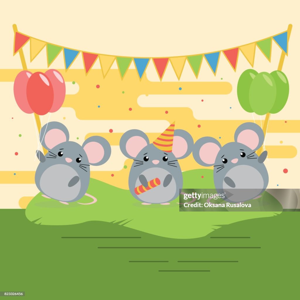 Ilustración De Dibujos Animados De Tres Ratones Lindos Con Globos Y Banderas Sobre La Hierba Verde Diseño Plano Para Niños Ilustración de stock - Getty Images Ilustración De Dibujos Animados De Tres Ratones Lindos Con Globos Y Banderas Sobre La Hierba Verde Diseño Plano Para Niños Ilustración de stock - Getty Images