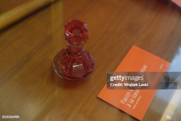 Maison de Balzac - a house museum in the former residence of French novelist Honore de Balzac . Pictured: a bottle given by Balzac to his sister...