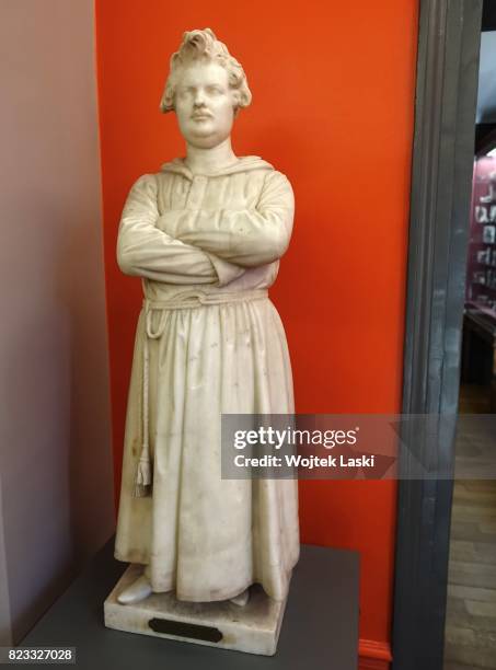 Maison de Balzac - a house museum in the former residence of French novelist Honore de Balzac . Pictured: a statue of Honore de Balzac by Alessandro...