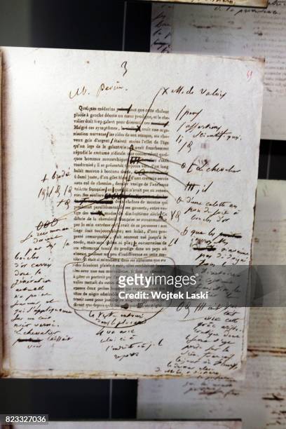Maison de Balzac - a house museum in the former residence of French novelist Honore de Balzac . Pictured: the writer's notes. Paris, France, on 11th...