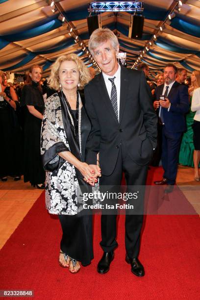 German actress Michaela May and her husband Bernd Schadewald during the Bayreuth Festival 2017 State Reception on July 25, 2017 in Bayreuth, Germany.