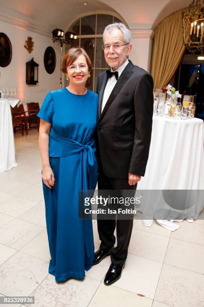 Alexander van der Bellen, president of Austria and his wife Doris Schmidauer during the International Salzburg Association Gala on July 26, 2017 in...