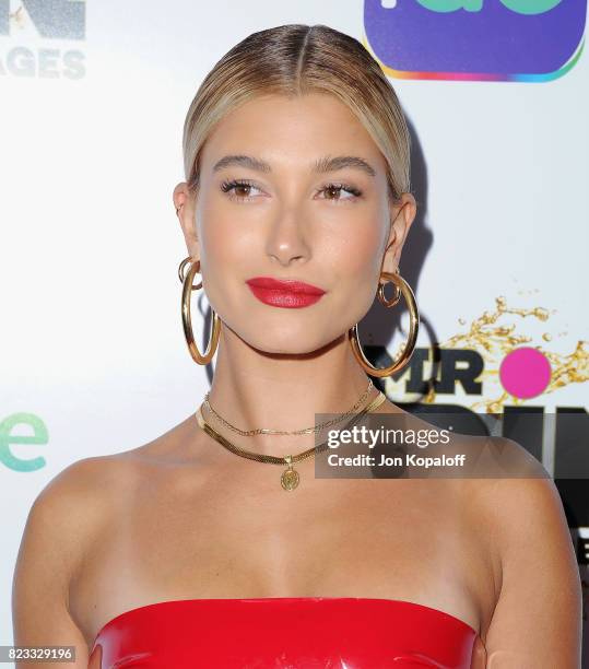 Model Hailey Baldwin arrives at iGo.live Launch Event at the Beverly Wilshire Four Seasons Hotel on July 26, 2017 in Beverly Hills, California.