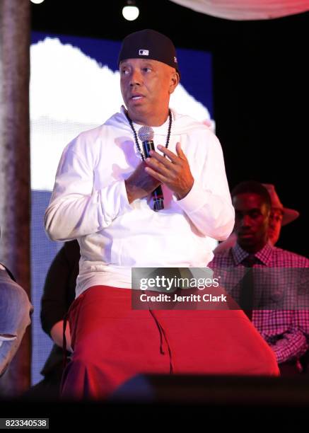 Russell Simmons speaks during VAN JONES WE RISE TOUR powered by #LoveArmy at Hollywood Palladium on July 26, 2017 in Los Angeles, California.