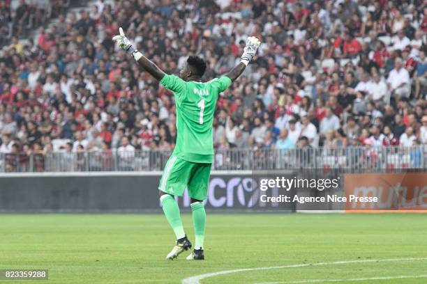 Andre Onana of Ajax during the UEFA Champions League Qualifying match between Nice and Ajax Amsterdam at Allianz Riviera Stadium on July 26, 2017 in...