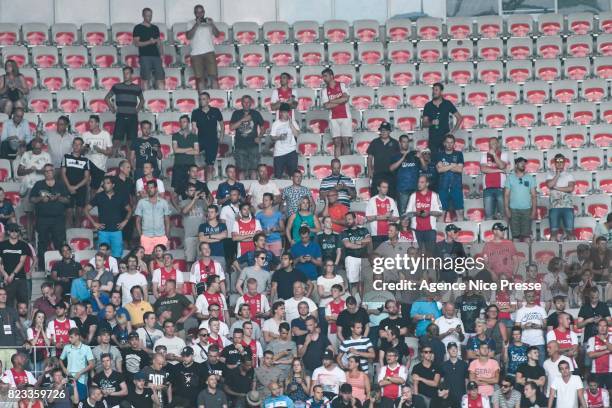 Fans of Ajax during the UEFA Champions League Qualifying match between Nice and Ajax Amsterdam at Allianz Riviera Stadium on July 26, 2017 in Nice,...