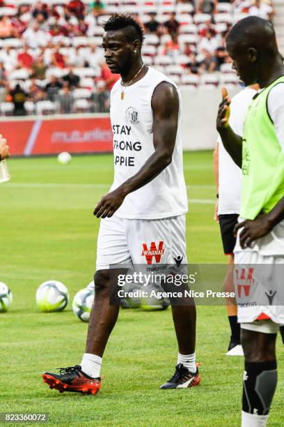 Mario Balotelli of Nice during the UEFA Champions League Qualifying match between Nice and Ajax Amsterdam at Allianz Riviera Stadium on July 26, 2017...