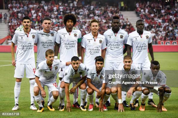 The team of Nice during the UEFA Champions League Qualifying match between Nice and Ajax Amsterdam at Allianz Riviera Stadium on July 26, 2017 in...