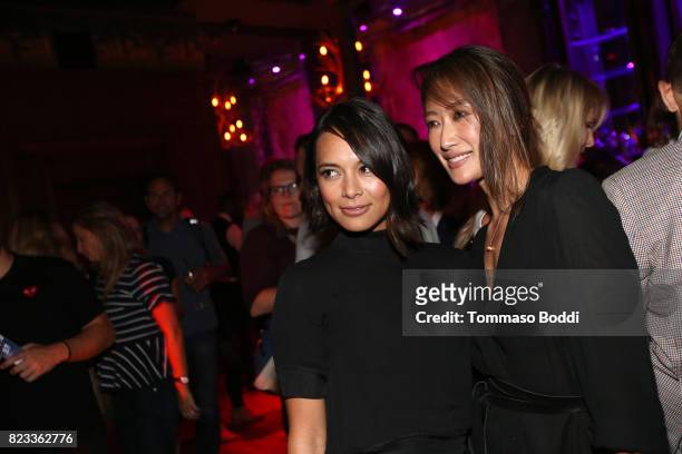 Actresses Sonya Balmores and Jennifer Tse attend the after party for "Wind River" Los Angeles Premiere presented in partnership with FIJI Water at...