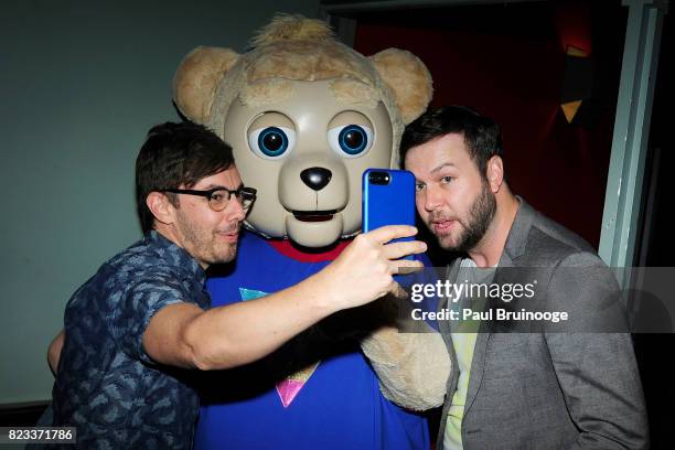 Jorma Taccone, Brigsby Bear and Taran Killam attend Sony Pictures Classics & The Cinema Society host a screening of "Brigsby Bear" at Landmark...