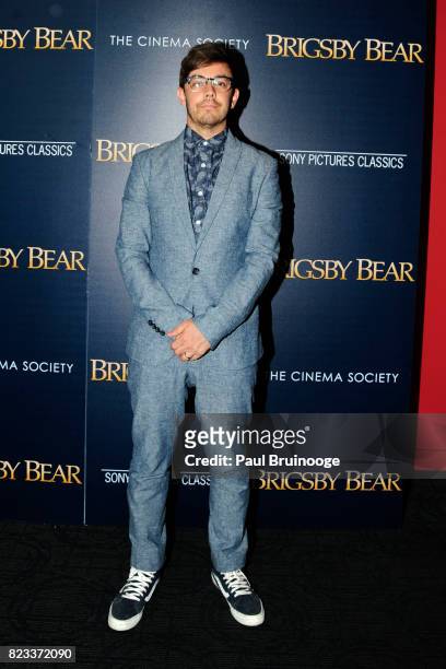 Jorma Taccone attends Sony Pictures Classics & The Cinema Society host a screening of "Brigsby Bear" at Landmark Sunshine Cinema on July 26, 2017 in...