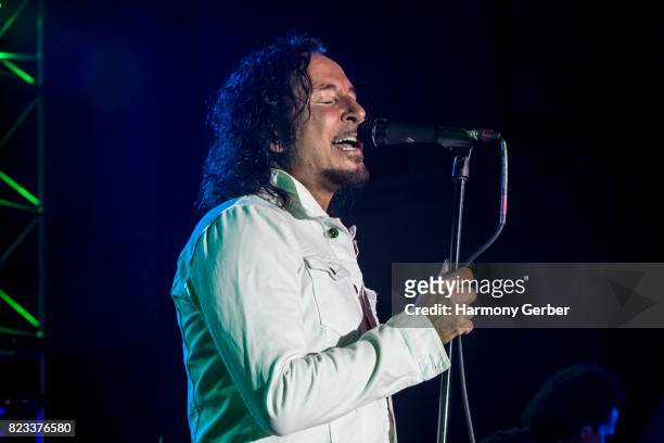 Steve Augeri performs at Citi Presents Journey Former Lead Vocalist Steve Augeri & Asia featuring John Payne at The Grove Summer Concert Series on...