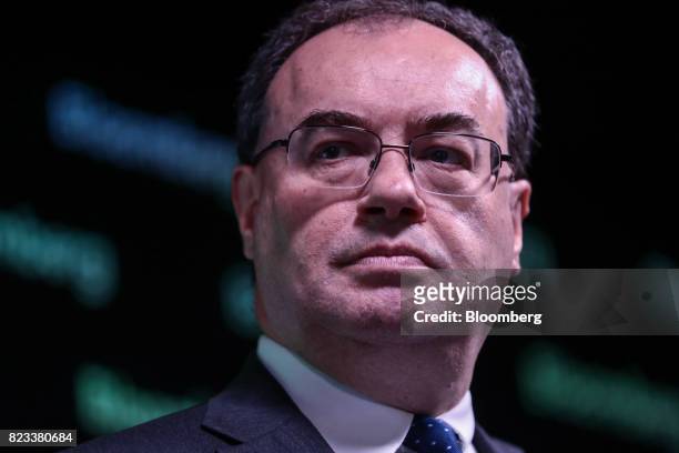 Andrew Bailey, chief executive officer of the Financial Conduct Authority, pauses while delivering a speech on the future of libor in London, U.K.,...