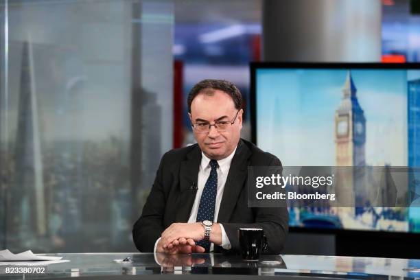 Andrew Bailey, chief executive officer of the Financial Conduct Authority, pauses during a Bloomberg Television interview in London, U.K., on...