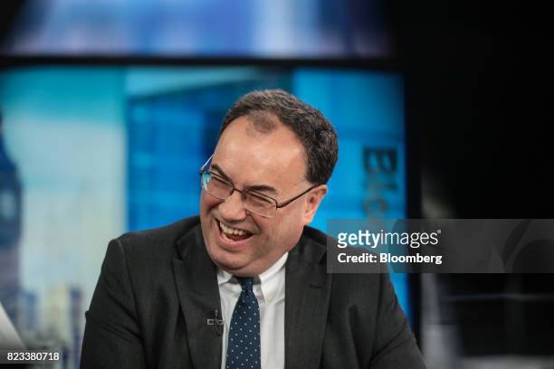Andrew Bailey, chief executive officer of the Financial Conduct Authority, reacts during a Bloomberg Television interview in London, U.K., on...