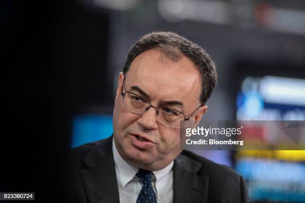 Andrew Bailey, chief executive officer of the Financial Conduct Authority, speaks during a Bloomberg Television interview in London, U.K., on...