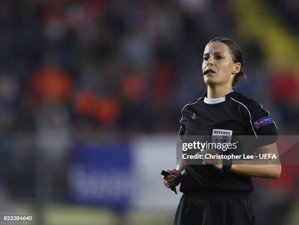Referee Katalin Kulcsar of Hungary during the UEFA Women's Euro 2017 Group C match between Switzerland and France at Rat Verlegh Stadion on July 26,...