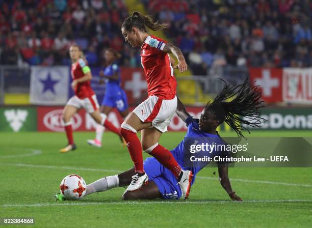 Griedge M'Bock Bathy of France tackles Ramona Bachmann of Switzerland during the UEFA Women's Euro 2017 Group C match between Switzerland and France...