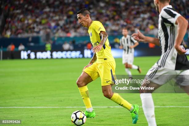 Angel Di Maria of PSG during the International Champions Cup match between Paris Saint Germain and Juventus Turin at Hard Rock Stadium on July 26,...