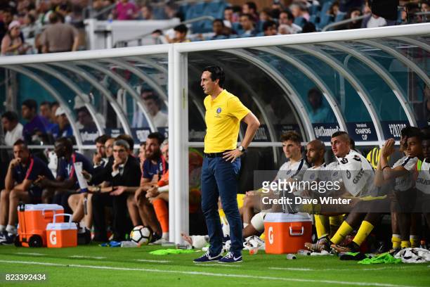 Coach Unai Emery during the International Champions Cup match between Paris Saint Germain and Juventus Turin at Hard Rock Stadium on July 26, 2017 in...