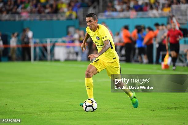 Angel Di Maria of PSG during the International Champions Cup match between Paris Saint Germain and Juventus Turin at Hard Rock Stadium on July 26,...