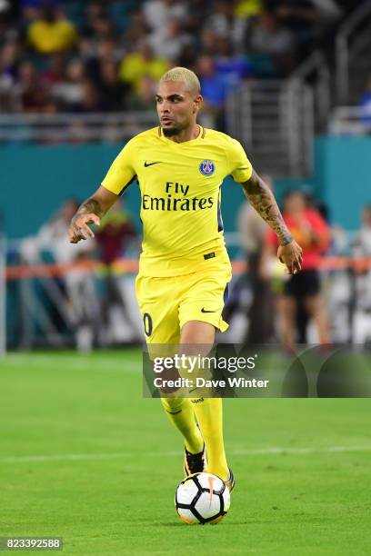 Layvin Kurzawa of PSG during the International Champions Cup match between Paris Saint Germain and Juventus Turin at Hard Rock Stadium on July 26,...