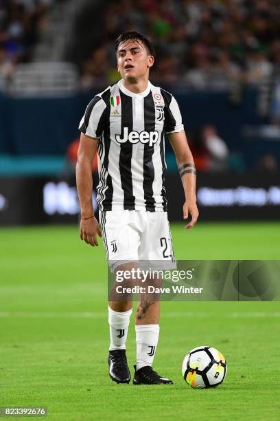 Paulo Dybala of Juventus during the International Champions Cup match between Paris Saint Germain and Juventus Turin at Hard Rock Stadium on July 26,...