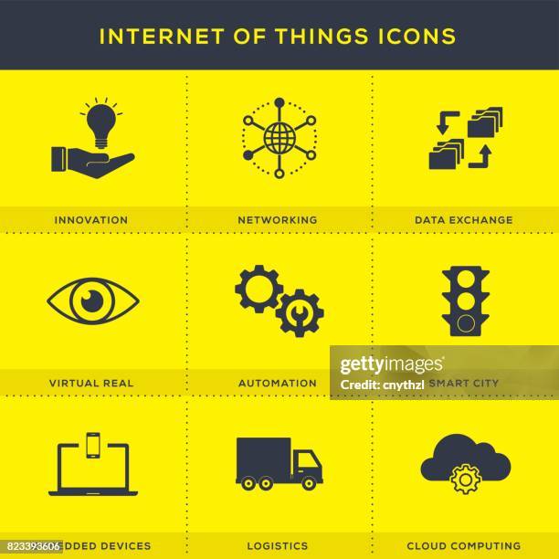internet of things icons set - camera sensor stock illustrations