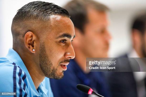 Dimitri Payet of Marseille during press conference before the UEFA Europa League qualifying match between Marseille and Ostende at Stade Velodrome on...