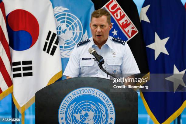 Lieutenant General Thomas Bergeson, deputy commander of the U.S. Forces Korea, United Nations Command Korea and Combined Forces Command, speaks...