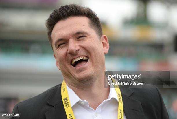 Former cricketer Graeme Smith on the field before the first day of the 3rd Investec Test match between England and South Africa at the Kia Oval on...