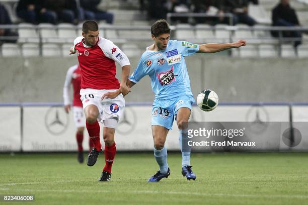 Johan RAMARE / Paul bastien LASNE - - Reims / Ajaccio - 10eme journee de Ligue 2 - Stade Auguste Delaune - Reims ,