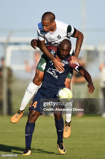 Giovanni Sio of Montpellier and Leo Lacroix of Saint Etienne during the Friendly match between Montpellier and Saint Etienne on July 26, 2017 in...