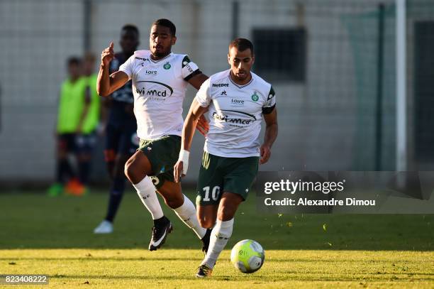 Saidy Janko and Oussama Tannane of Saint Etienne during the Friendly match between Montpellier and Saint Etienne on July 26, 2017 in Grau-du-Roi,...