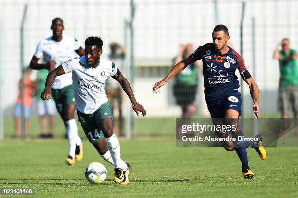 Jonathan Bamba of Saint Etienne during the Friendly match between Montpellier and Saint Etienne on July 26, 2017 in Grau-du-Roi, France.