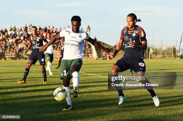 Jonathan Bamba of Saint Etienne and Daniel Congre of Montpellier during the Friendly match between Montpellier and Saint Etienne on July 26, 2017 in...