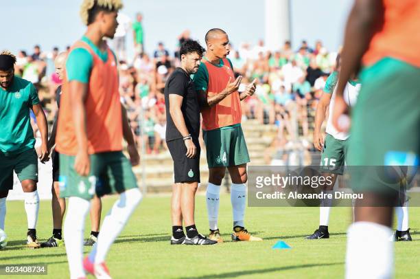 Oscar Garcia Coach and Leo Lacroix of Saint Etienne during the Friendly match between Montpellier and Saint Etienne on July 26, 2017 in Grau-du-Roi,...