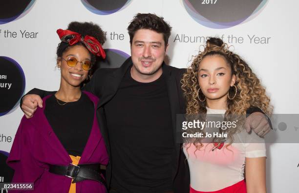 Lianne La Havas, Marcus Mumford and Ella Eyre attend the nominations of the Hyundai Mercury Prize at The Langham Hotel on July 27, 2017 in London,...