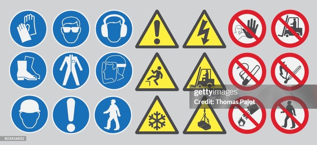 Work Sign Work Safety Signs High-Res Vector Graphic - Getty Images