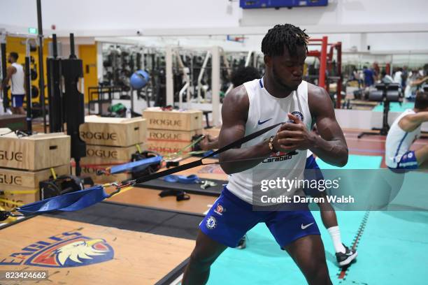 Michy Batshuayi of Chelsea during a gym session at the Singapore American School on July 27, 2017 in Singapore.